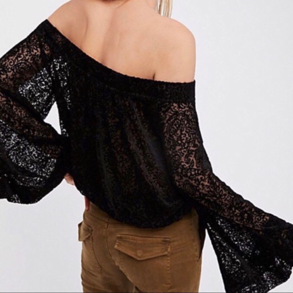 Free People Ginger Berry Velvet burnout top